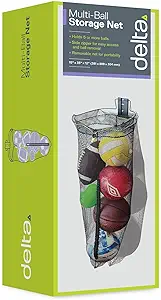 delta ball storage garage organizer extra long holds up to 5 balls of any sport  delta b08hqtmrm5