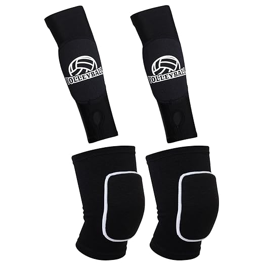 obmwang 2 pieces volleyball knee pads and arm sleeves with protection pads and thumb hole  obmwang b0byrvxqnn