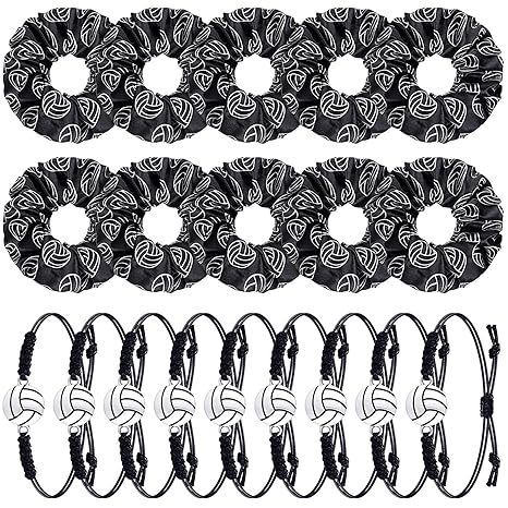 willbond 10 pieces volleyball sport hair scrunchies and sport bracelet for teens girls players  willbond