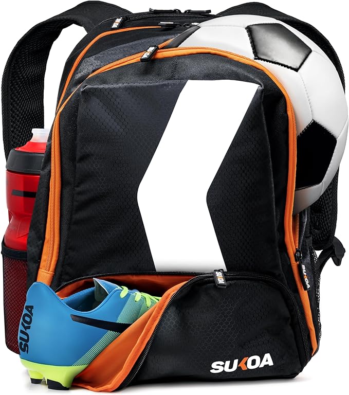 ‎sukoa sports soccer bag with ball holder and cleat compartment volleyball football basketball  ‎sukoa