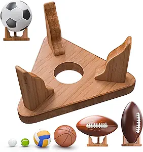 Ball Holder Of Football Bamboo Made Soccer Ball Stand Suitable For Basketball Volleyball Baseball And Golf Display Stand With Odor Absorption Triangle Ball Rack Memorabilia Display Case Stand