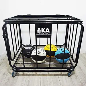 Aka Sports Ball Equpment Cart Ball Storage For Soccer Volleyball Football Ball Organizer Ball Rack With Wheels Capacity Over 25