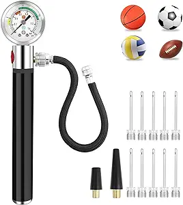 weefeestar ball pump with pressure gauge portable sport air pump with 10pcs needles and pressure release