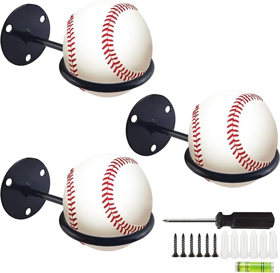 tihood 3pcs baseball display memorabilia holder heavy duty wall mount rack  tihood b0c9d3h9dk