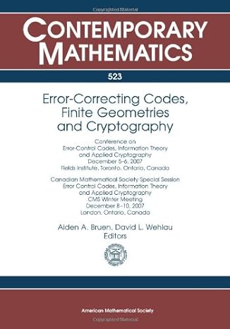 error correcting codes finite geometries and cryptography 1st edition aiden a. bruen ,david l. wehlau