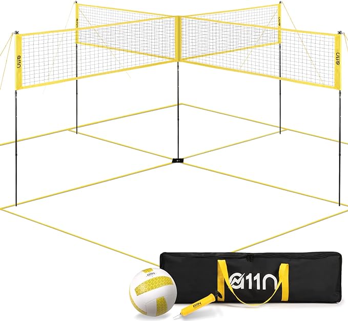 a11n 4 way volleyball and badminton net backyard and beach game set for adults and kids  ‎a11n sports