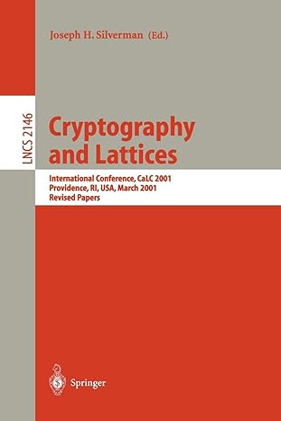 cryptography and lattices international conference calc 2001 providence ri usa 1st edition joseph h.