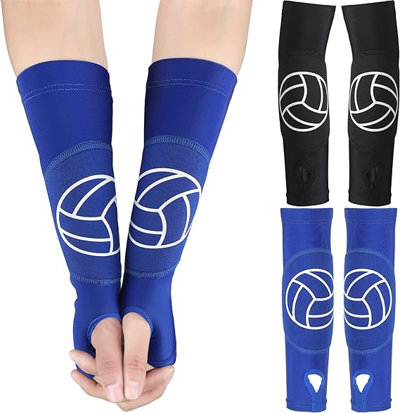 newcotte 2 pairs volleyball arm sleeves with protection pads and thumb hole padded 12 inches  newcotte