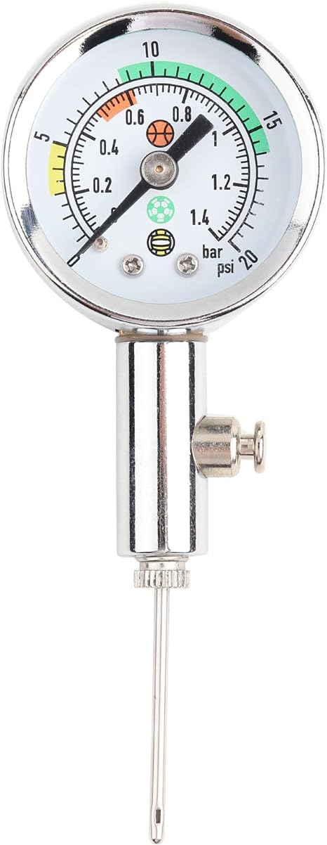 generic soccer ball air pressure gauge heavy duty metal made for football basketball and volleyball etc 