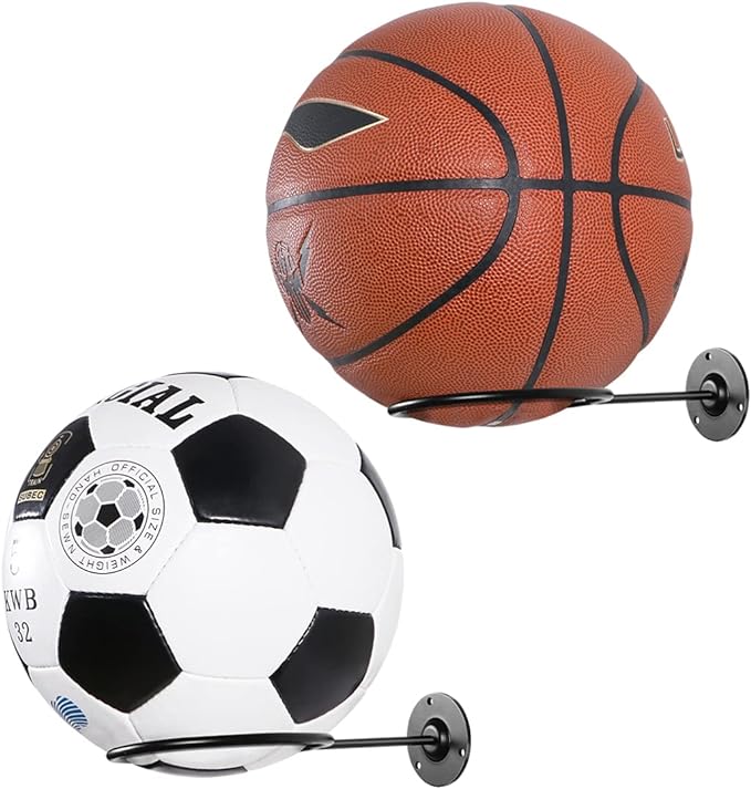 vanzack ball storage rack wall mounted ball holders for basketball soccer football volleyball 2 pieces 