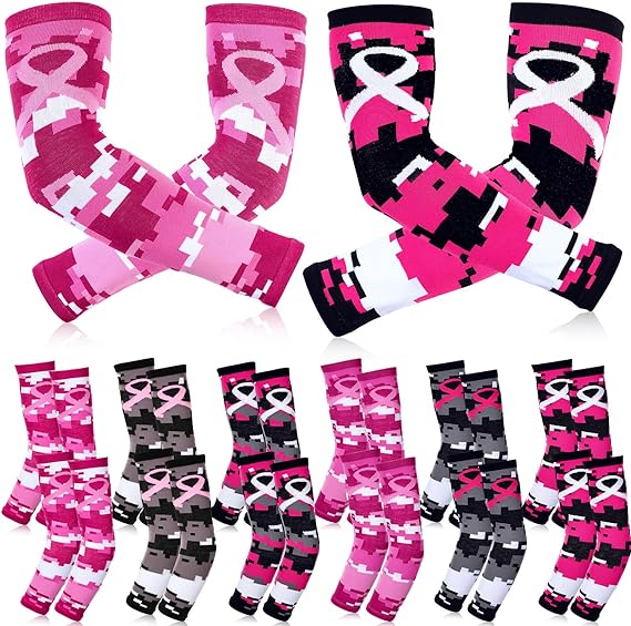 xtinmee 12 pairs breast cancer awareness sports compression arm sleeve for football arm sleeves  xtinmee