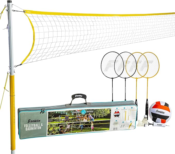 franklin sports volleyball plus badminton combo sets backyard  ?franklin sports b07h8twnw4