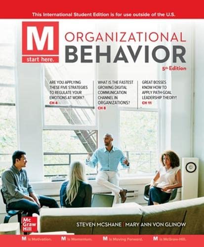 ise m organizational behavior 5th edition steven mcshane, mary ann von glinow 1260598152, 9781260598155