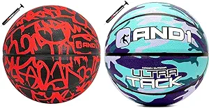 and1 fantom rubber basketball and pump official size 7 streetball and ultra grip  ‎and1 b0c7z7f4nk