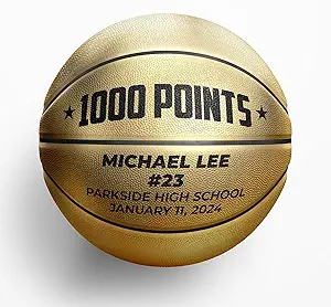makeaball 1000 points custom metallic gold basketballs official size personalized with your text 