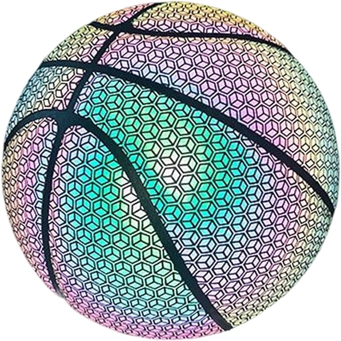 rockible glowing reflective basketball training glow in the dark size 7 professional night for indoor adults