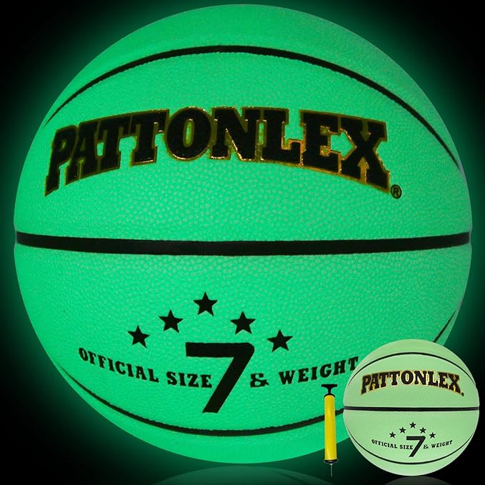 pattonlex glow in the dark basketball indoor outdoor official size 7/29 5 6/28 5 5/27 5 for youth 