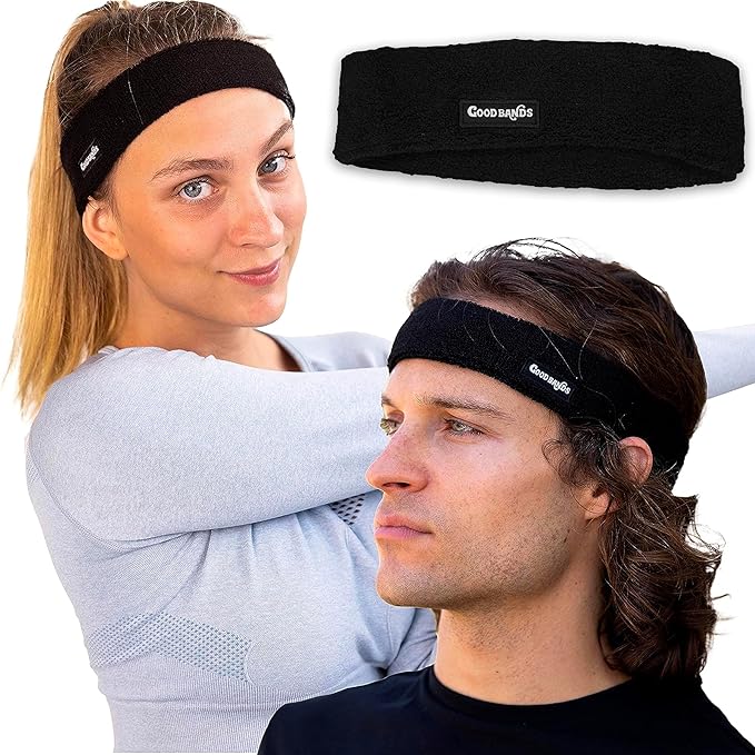 ‎good bands terry cloth headband for men and women stylish unisex sweatband for tennis  ‎good bands
