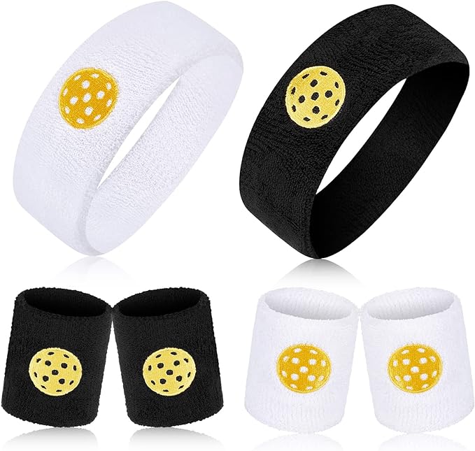 Unittype 6 Pcs Sports Headband Wristband Set Terry Cloth Sweat Band For Football Basketball Gym