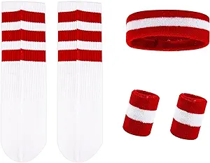 ?hgrtyxs 5 pcs striped sweatband set sports headband wristband socks for men women  ?hgrtyxs b0by4dqb9r
