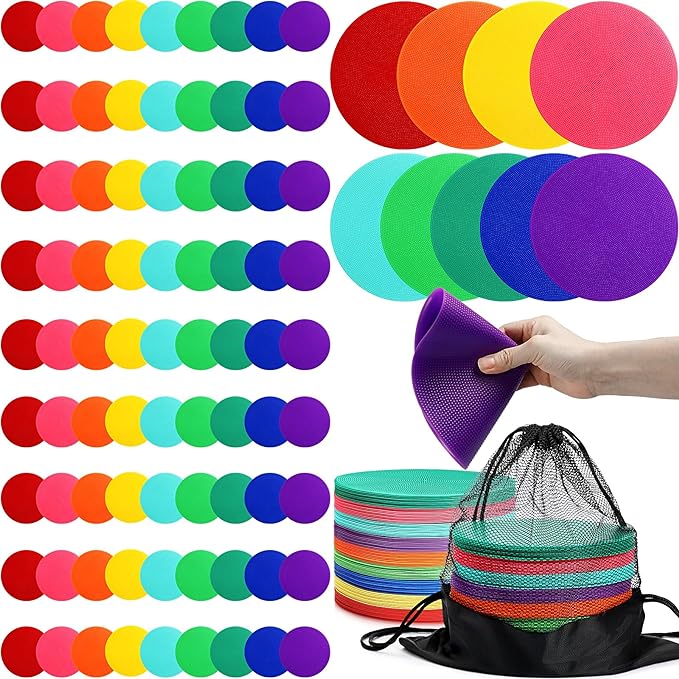 haull 91 pcs poly spot markers 9 inch with bag non slip for gym football etc  ‎haull b0c8b186c7