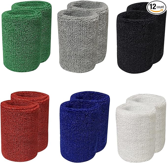 ‎aqsxo sports wristbands cotton sweat bands for basketball baseball running athletic sports  ‎aqsxo