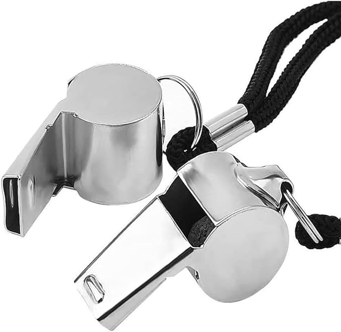 nanaxagly 2 pack stainless steel sports whistles with lanyard loud crisp  ‎nanaxagly b095nz4v8b