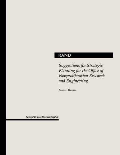 suggestions for strategic planning for the office of nonproliferation research and engineering 1st edition