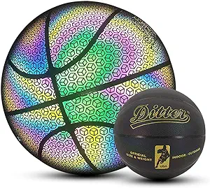 firlar size 7 29.5 holographic basketball reflective glowing luminous leather gifts for boys girls  ‎firlar