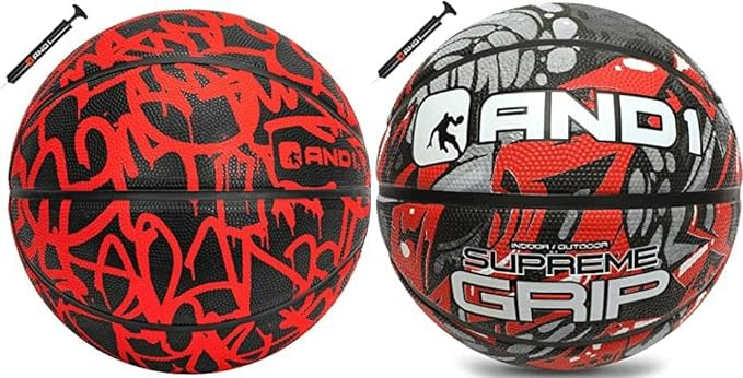 and1 rubber basketball bundle two regulation official size includes 2 hand pumps  ‎and1 b0c2k9c34f