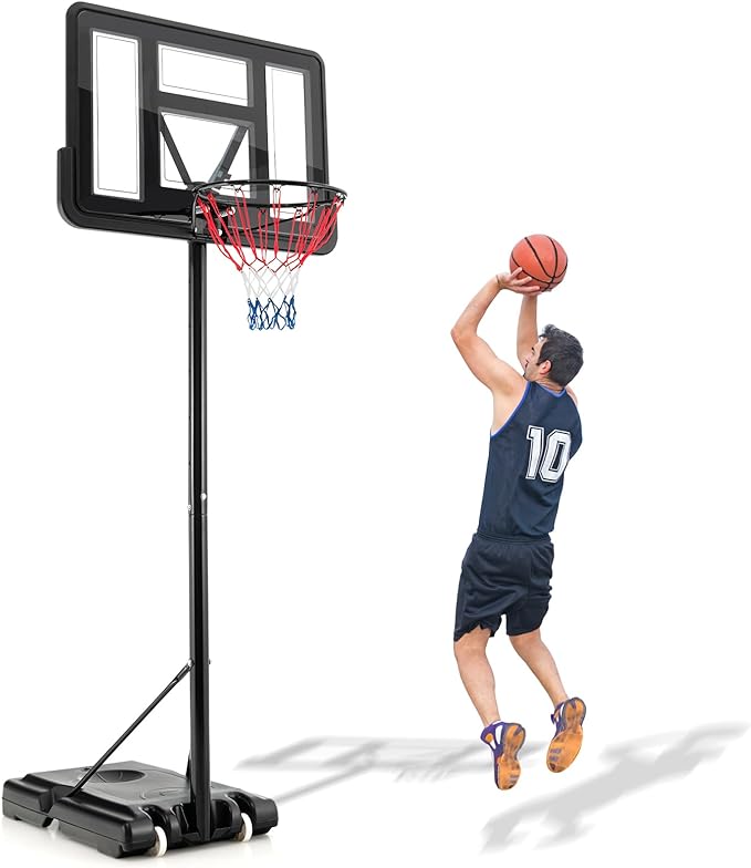 gymax portable basketball hoop 4 25 10 ft height adjustable basketball goal system  ‎gymax b0cjvn4gvz