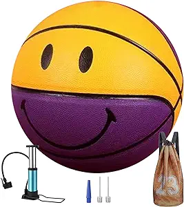 shengy no 5 kids smiling face basketball sweat absorbent pu leather not hurting hands  ?shengy b096qh8k9g