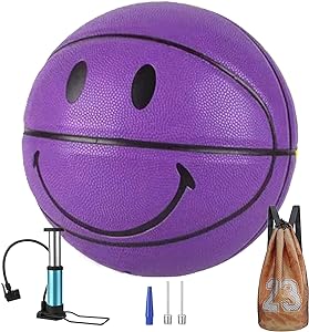 ‎shengy no. 5 kids smiling face basketball with bag needle pump  ‎shengy b096qjfl9w
