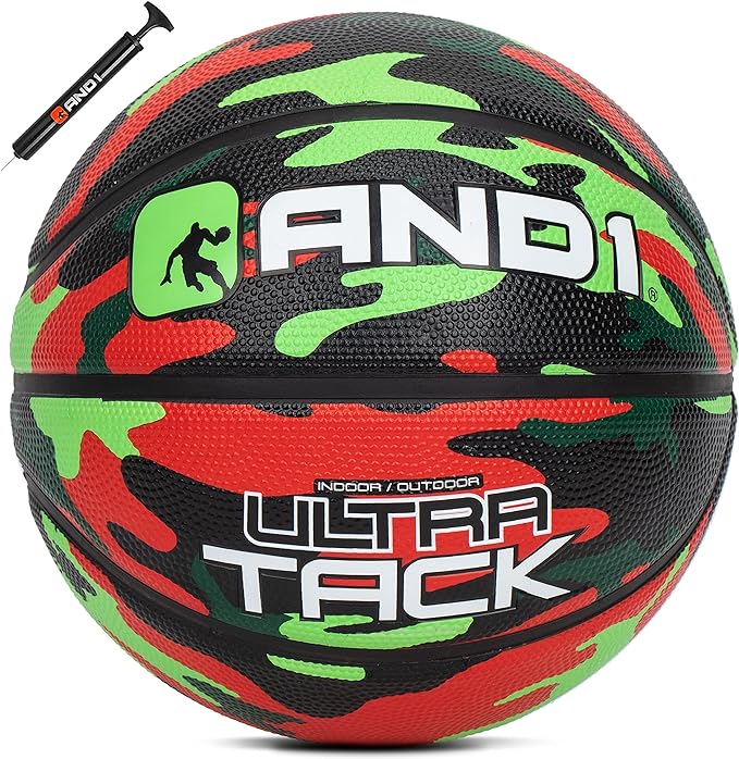 and1 ultra grip basketball official regulation size 7 for indoor outdoor with air pump  ‎and1 b08528v1jx