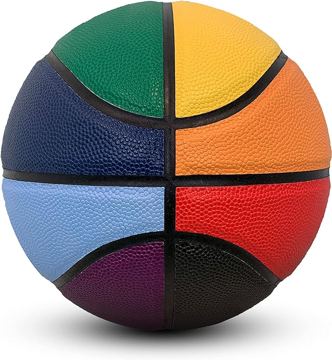 ‎makeaball custom rainbow rubber basketball official size indoor and outdoor colorful basketball for youth 