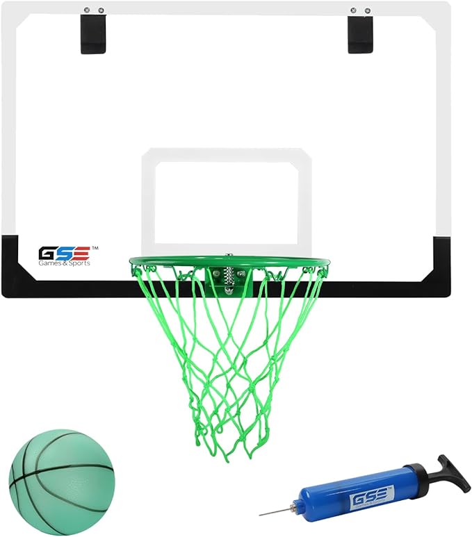 gse games and sports expert over the door pro basketball hoop with basketball and pump wall mounted for