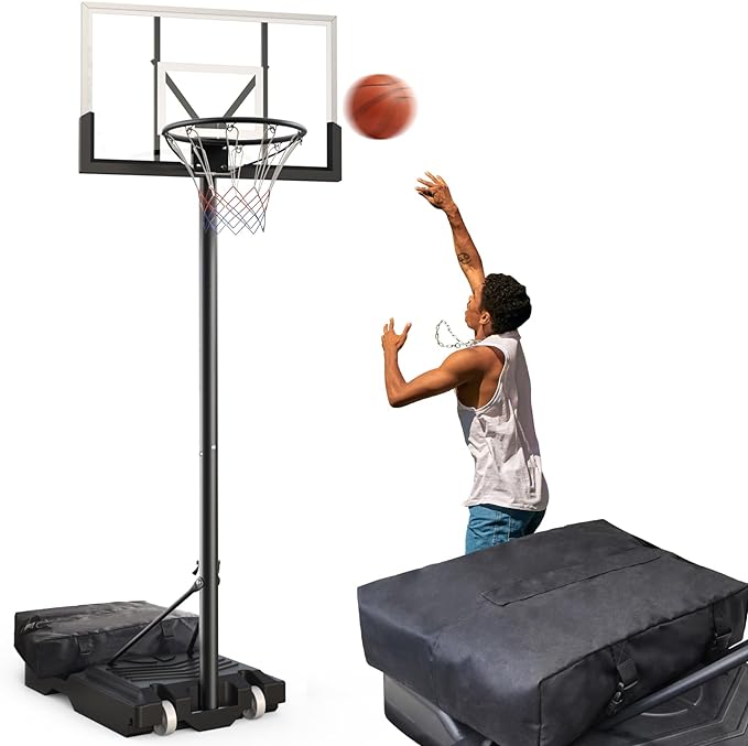 ‎lecevocy portable basketball hoop goal system for outdoor/indoor court height adjustable 4 8 10 ft 44in 