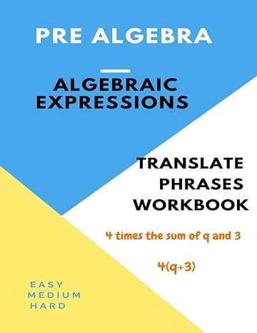 Algebraic Expression Translation Phrase Workboo