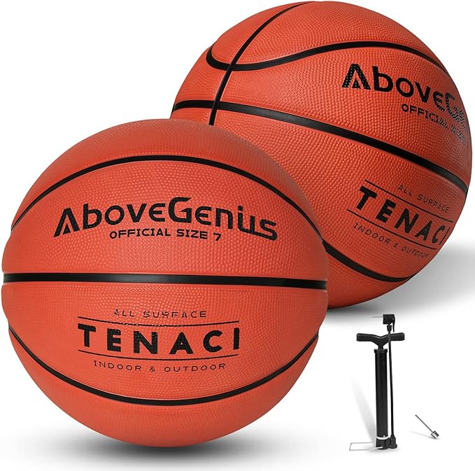abovegenius 2 pack outdoor basketballs offical size 7 size 5 rubber basketball for men and women 