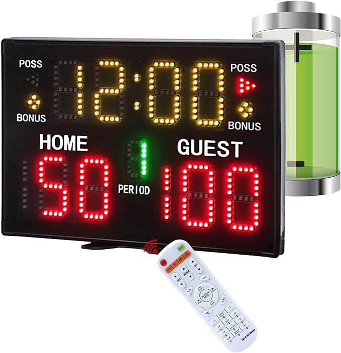 ganxin battery powered digital basketball scoreboard with remote portable for sports  ganxin b0c3h5lngd