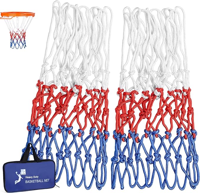 gdyxydg 2 pack basketball net replacement outdoor professional heavy duty portable standard rim 12 loops 