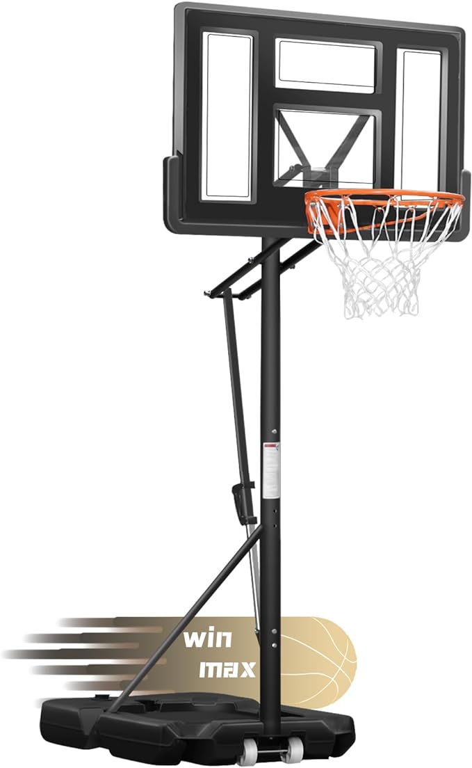 win max basketball hoop quickly height adjusted 4 9 10ft outdoor/indoor portable basketball goal 44 inch 