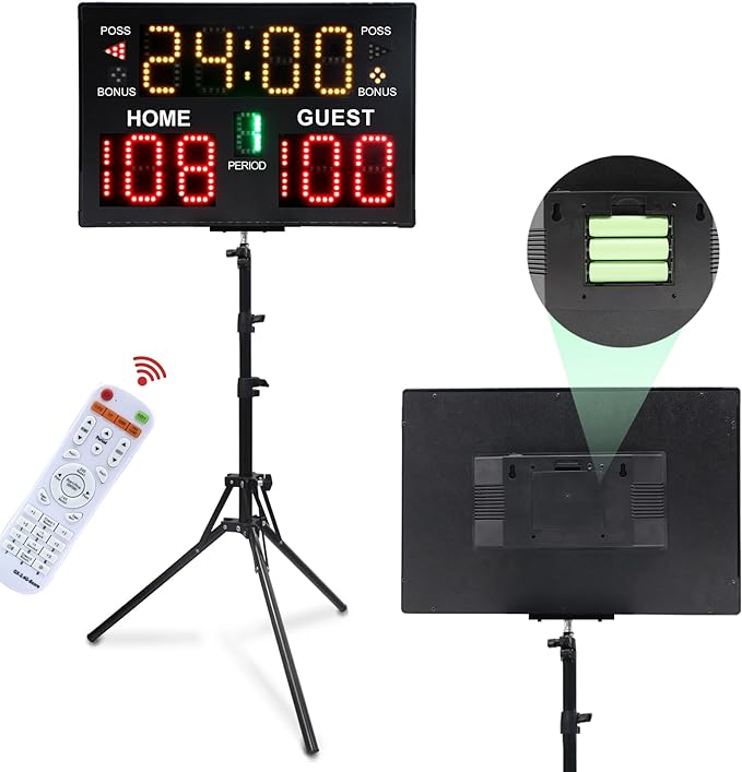 ousmile basketball scoreboard with stand timer clock portable  ‎ousmile b0cd296m9j