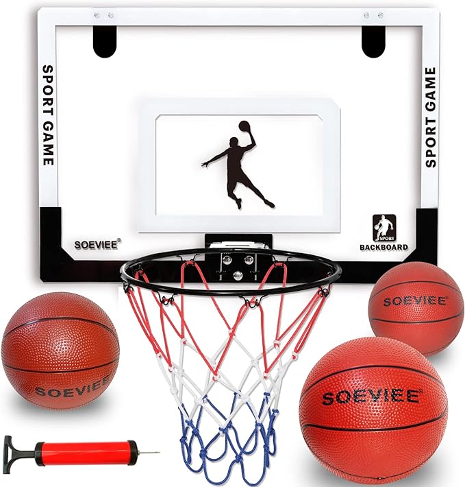 soeviee large basketball hoop for kids and adult 23 x 16 inch hoops with 3 balls and 2 nylon nets  ?soeviee