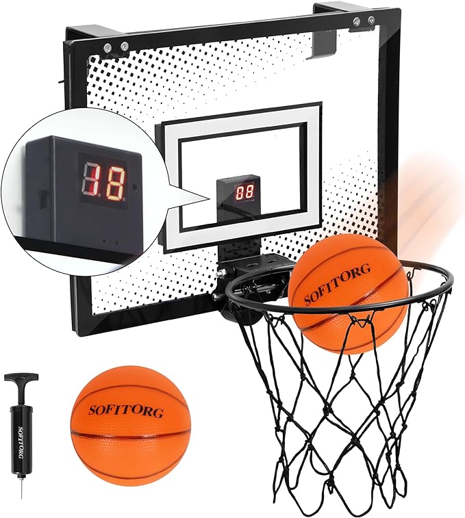 sofitorg over the door basketball hoop mini indoor with foldable flex rim set with 2 balls  ?sofitorg