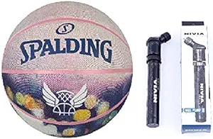 spalding flight nighfall sports outdoor basketball size 7 for men training basketball with air pump 