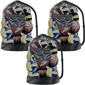 ?shuess 3 pcs extra large ball bag mesh soccer ball basketball bags with adjustable shoulder strap  ?shuess
