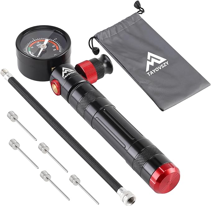 ‎tayovszy ball pump for sports balls with pressure gauge portable air pump for balls with 5 needles 
