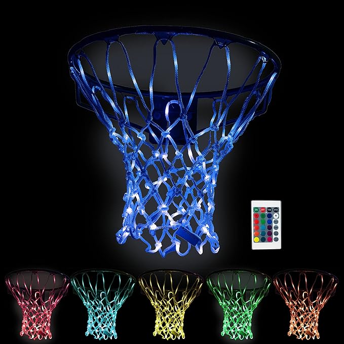 rukket glowing basketball light up hoop net change colors with heavy duty led replacement 12 loops  ‎rukket