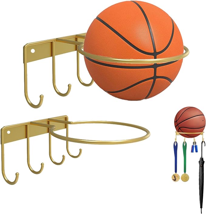 vercome basketball holder wall mount organizer room decoration for basketball volleyball football 2 pcs 